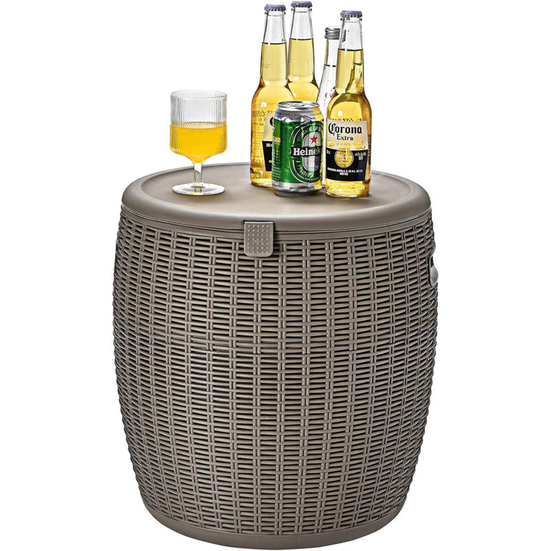  Rattan-Style Ice Bucket, 36L Capacity, Weatherproof & UV Protected, Durable Polypropylene Construction, Light Coffee