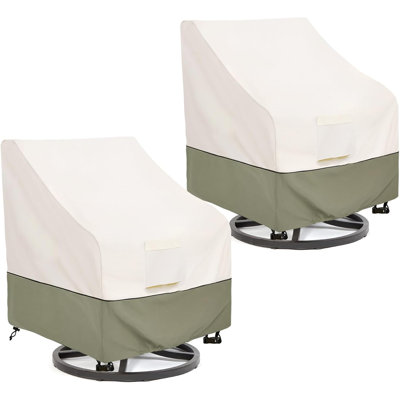 Outdoor Swivel Chair Cover, Waterproof Patio Chair Covers, Lawn Furnitures Covers Fits Up To 35W X 37D X 38.5H Inches (2 Pack, Beige)