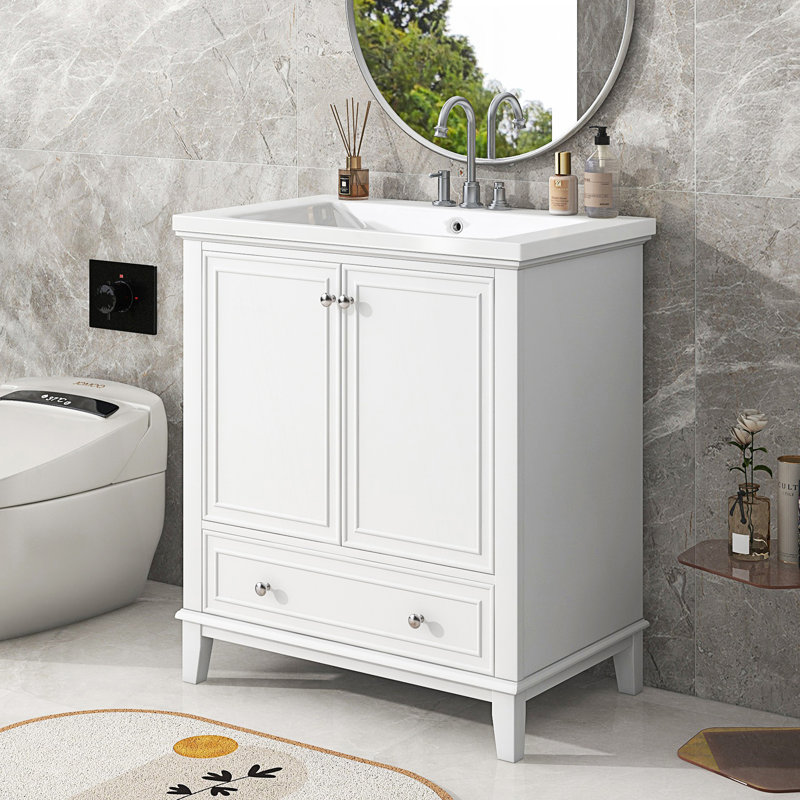 Meuble-lavabo de salle de bain avec lavabo, Blanc