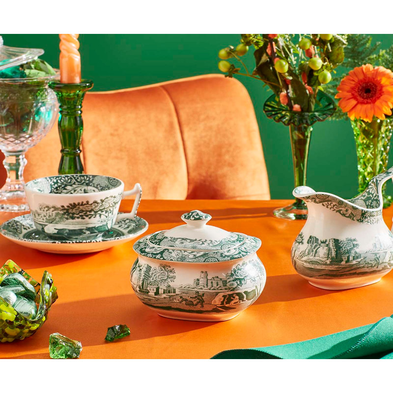 Heritage Green Italian 9 Oz. Covered Sugar Bowl