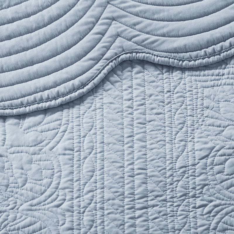 Ensemble de courtepointes réversibles à bord festonné pour lit double/queen - Tissu en microfibre, rembourrage en coton, lavable en machine, style champêtre, 3 pièces en microfibre douce, rembourrage, aspect