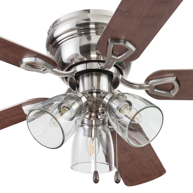 Renton 42'' Ceiling Fan with Light Kit, Brushed Nickel with Light Oak/Gray Oak Blades