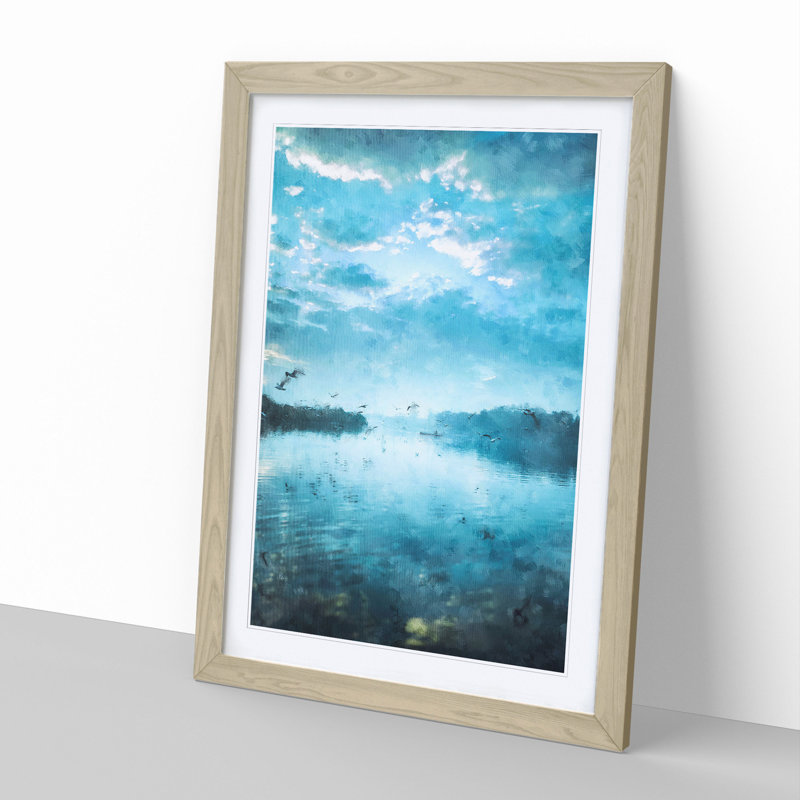 Birds in Flight - Picture Frame Painting, 65cm H x 48cm W x 2cm D, Oak Framed