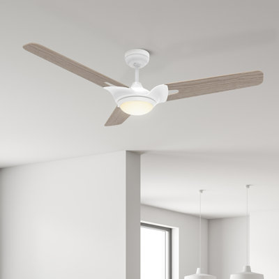 White Smart Ceiling Fan with LED Lights and Remote Control