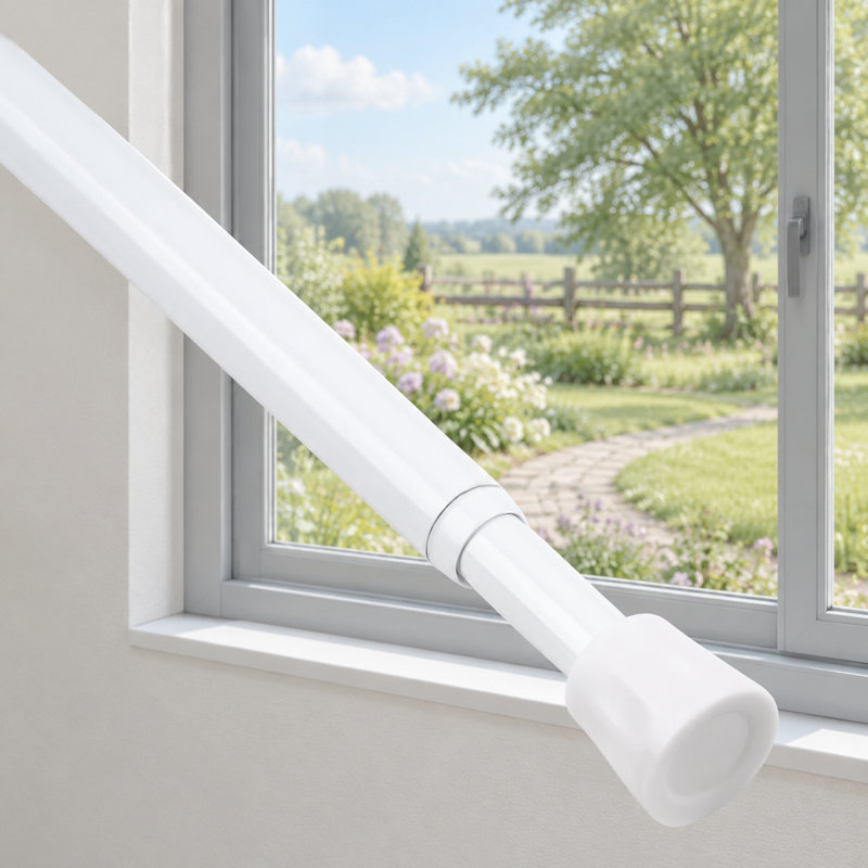 1 tringle à rideaux à ressort blanche, réglable de 71 à 102 cm (28 à 40 pouces), pour petites fenêtres, sans perçage.