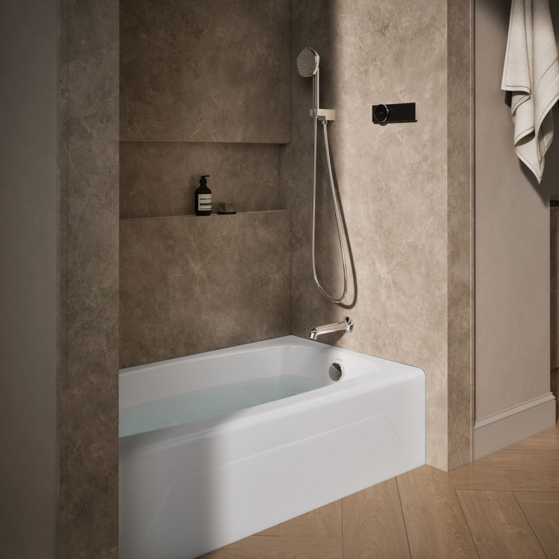 Seaforth™ 54" x 30" Alcove/Tile in Soaking Cast Iron Bathtub, White, Right