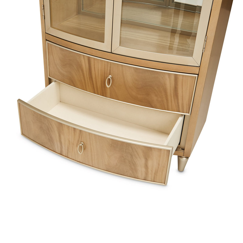 Villa Cherie Display Cabinet with LED Lighting, Caramel