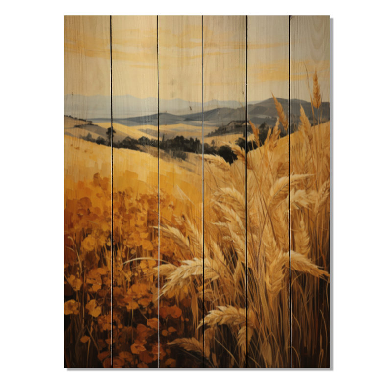 Champ de blé campagne doré I sur bois, H 32 po x l 24 po x P 0,78 po