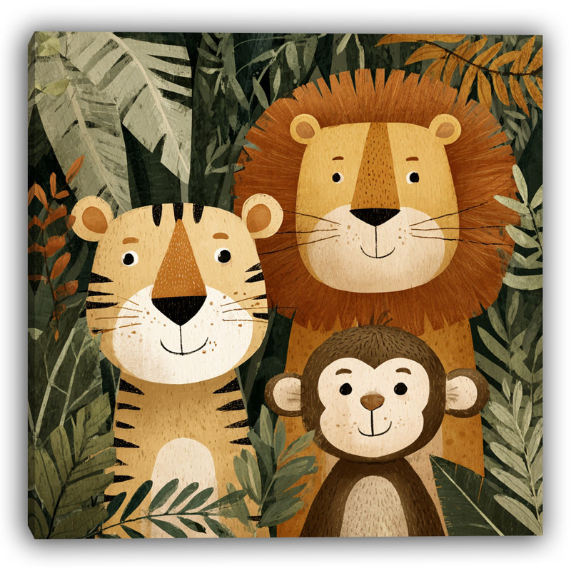 Art mural sur toile Jungle Friends IV, H 16 po x l 24 po