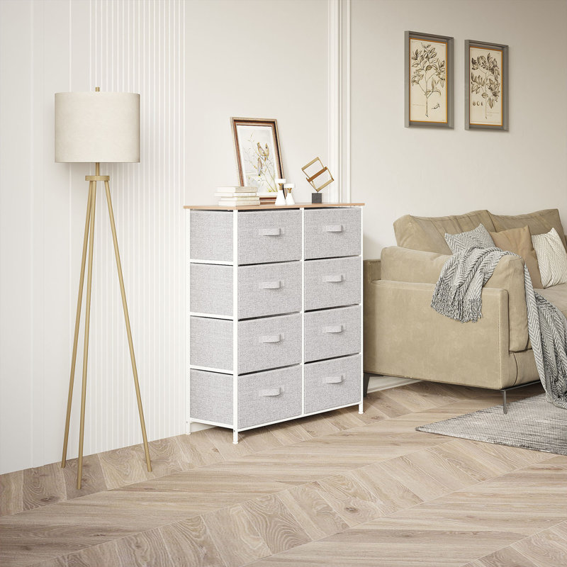 33.7'' W 8 - Drawer Dresser, Light Gray