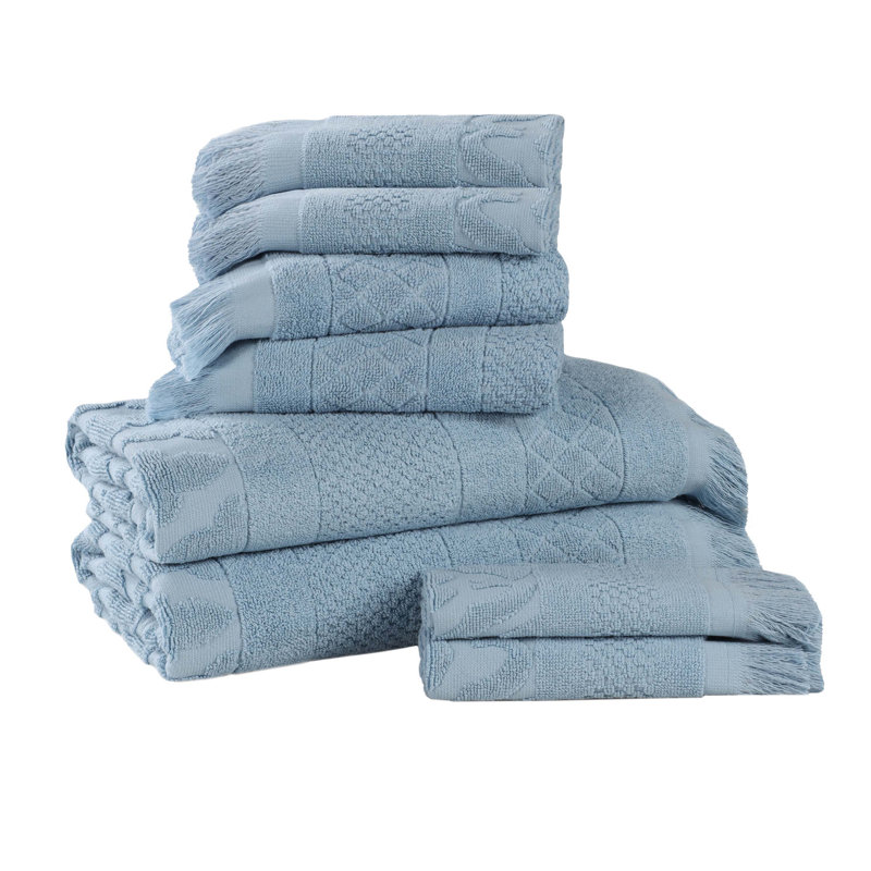 Serviette de bain Rolla, Bleu, Ensemble de 8 serviettes 8 pièces