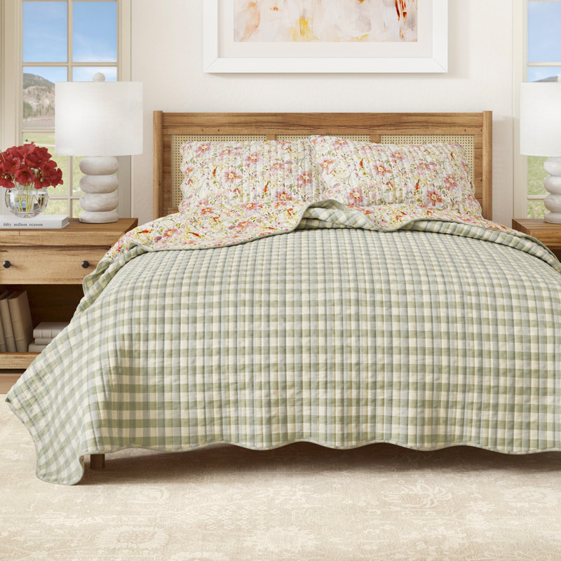 Ensemble de courtepointe festonnée Floral Bloom, Simple/Simple TG