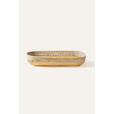 Copabu Wood Raffia Rectangle Tray