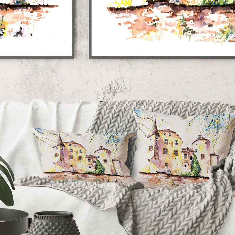 Coussin décoratif vintage 1 "Yellow Castle"