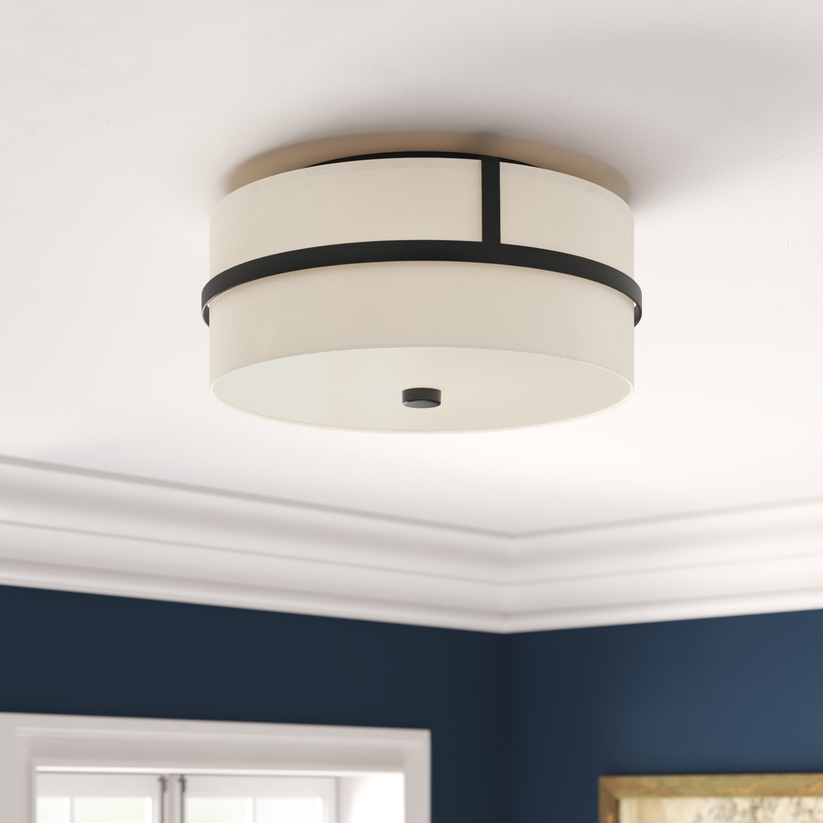 Pascaline 2 Light Fabric Flush Mount, Matte Black