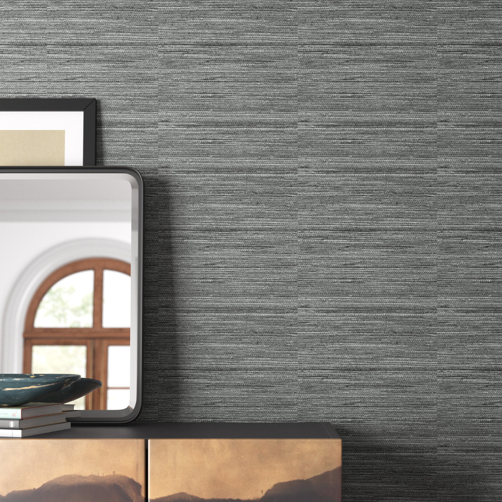 Reanna Grasscloth Wallpaper Roll, Chocolate