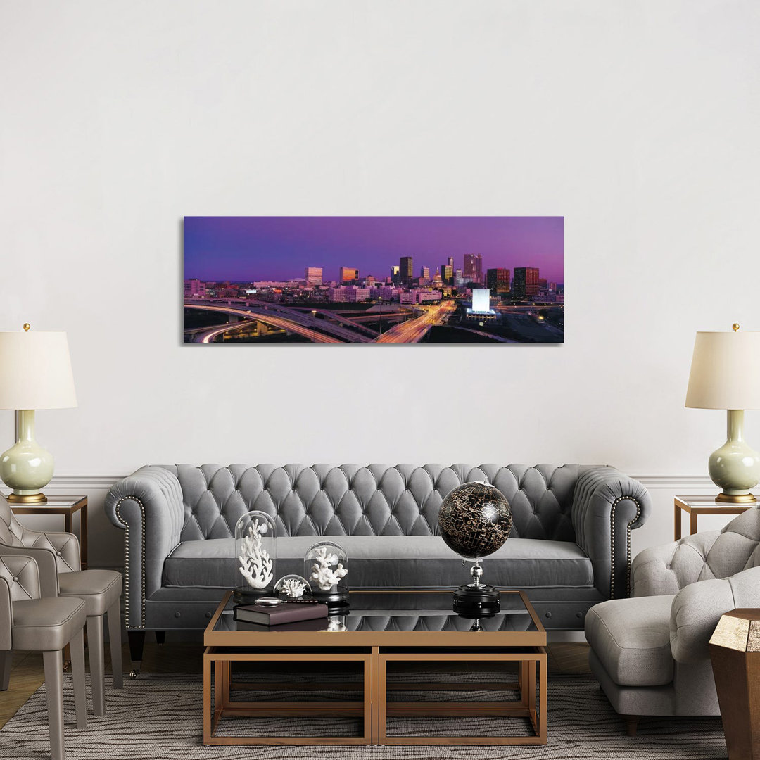 Atlanta Panoramic Skyline Cityscape (Sunset) by Unknown Artist - Wrapped Canvas Panoramic Print