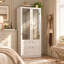 Armoire de 70,9 po de hauteur avec portes en verre dépoli, tringle et 2 tiroirs