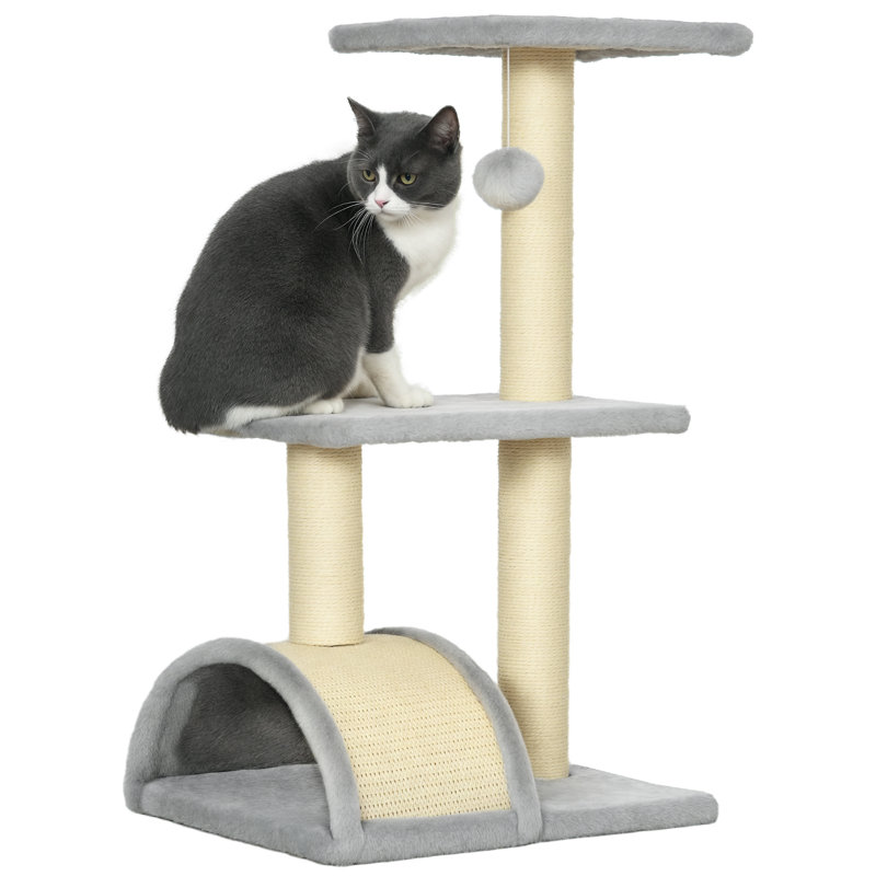Tour à chat 28 po avec poteau à griffer en sisal 28 po, Gris clair