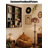 French Mid-Century Wrought Iron & Rattan Floor Lamp
