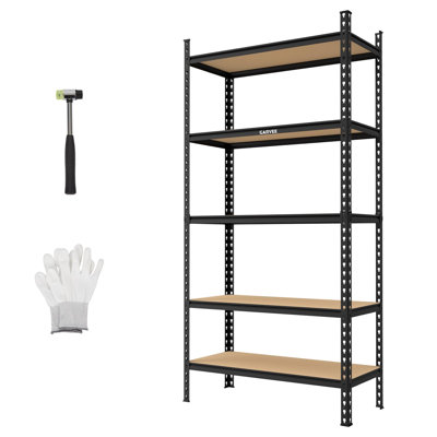 Étagère de rangement en bois de fer Panneau de fibres à densité moyenne à 5 niveaux Support robuste 2756LBS pour Garage Pantry Home 90cm 40cm 183cm