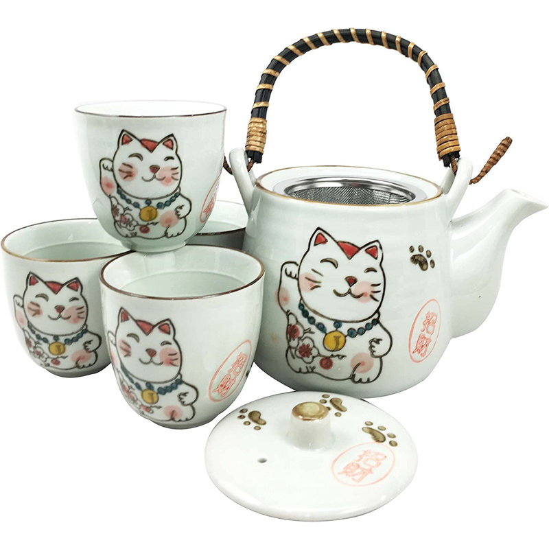 Coffret cadeau Excellent service à thé asiatique pour 4 personnes, Blanc