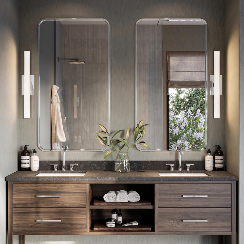 Éclairage de meuble-lavabo linéaire intégré à DEL 5CCT Phase 6,3, Chrome poli