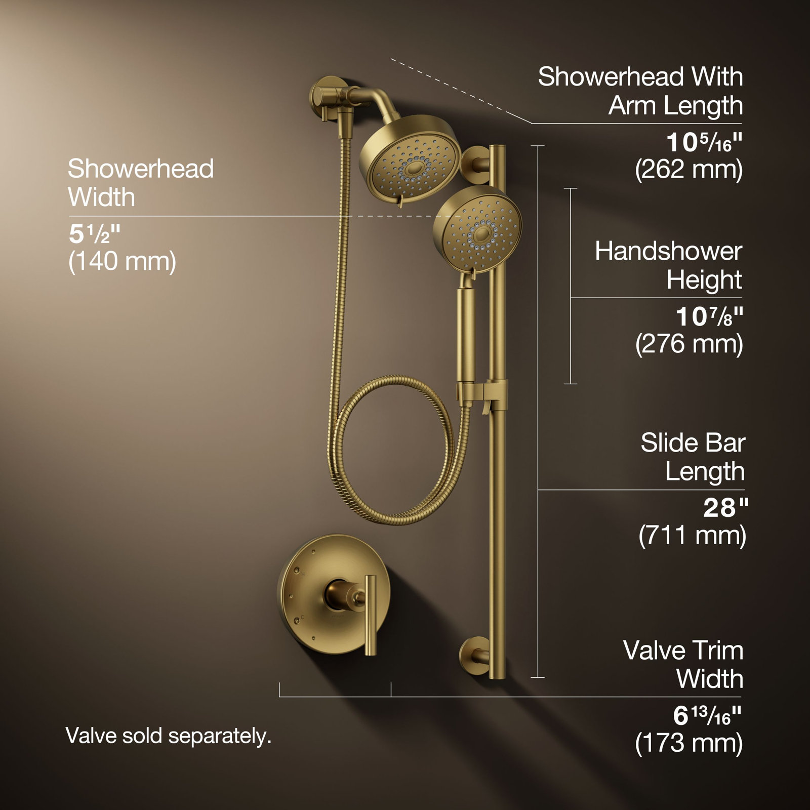 Purist Performance 2.5 GPM Showering Kit, Vibrant Brushed Moderne Brass