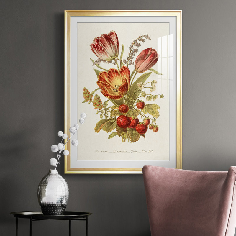 " Antique Floral Bouquet IV ", 30.5" H x 22.5" W x 1" D, Gold