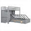 Lit superposé simple avec tiroirs, garde-robe, tablettes de rangement et lit hydraulique-105583776