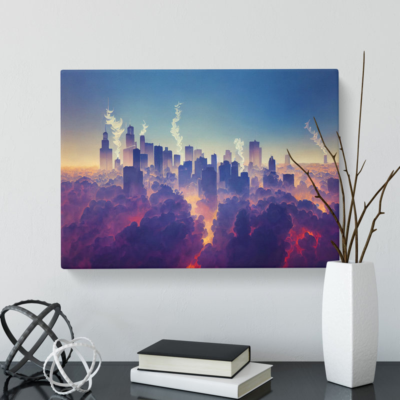 Unreal City Skyline Architecture - Wrapped Canvas, 50cm H x 76cm W x 3cm D