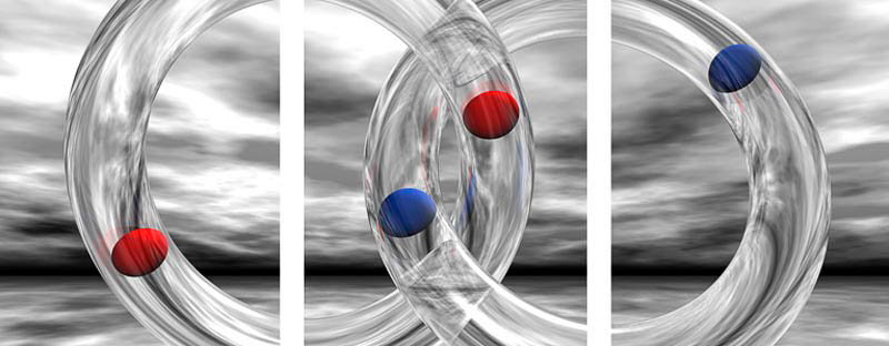 «Glass Rings and Spheres Triptych», impression sur toile, H 35 po x l 87 po