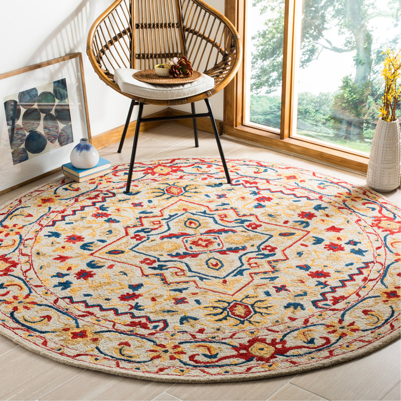 Vahakn Hand Tufted Wool Oriental Rug, Round 7'