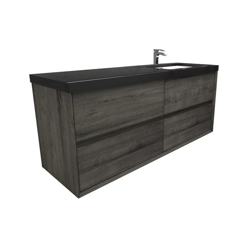 Ensemble de meuble-lavabo simple 60 po Smajo, Chêne fumé