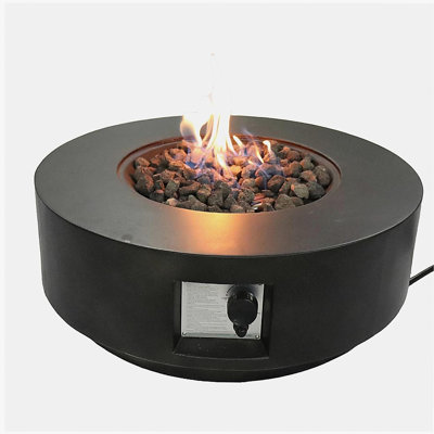 Foyer de table d'extérieur au gaz propane en béton renforcé de fibres de 11 po de hauteur x 30 po de largeur avec couvercle