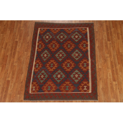 Geometric Kilim Hand Woven Area Rug 5x6