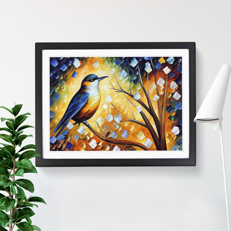 Flawless Bird Abstract - Single Picture Frame Print, 34cm H x 46cm W x 2cm D, Black