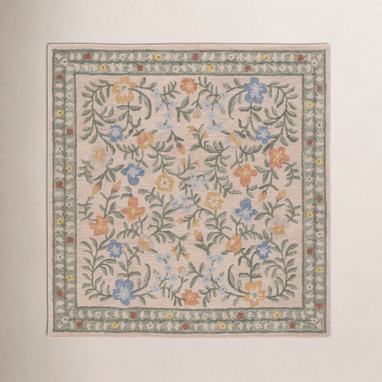 Martha Stewart Hand-Tufted Floral Wool Rug, Square 6'