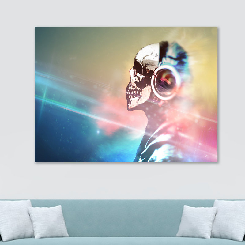 Banksy DJ Skull by Banksy - Wrapped Canvas Print, 30.5cm H x 40.6cm W x 3.8cm D