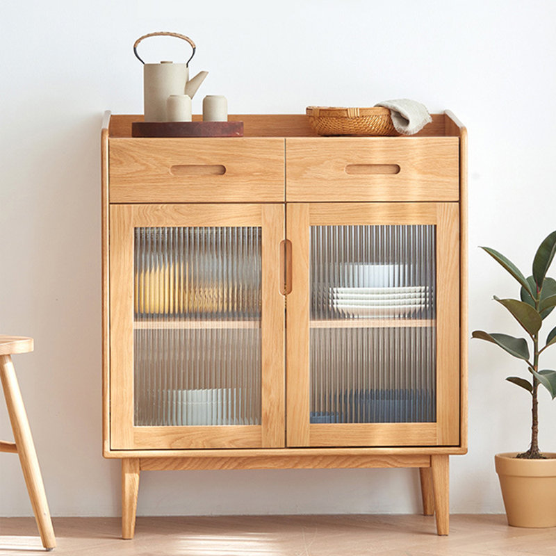 Petite armoire d'appoint en verre simple, 37.01" H x 31.5" W x 15.75" D