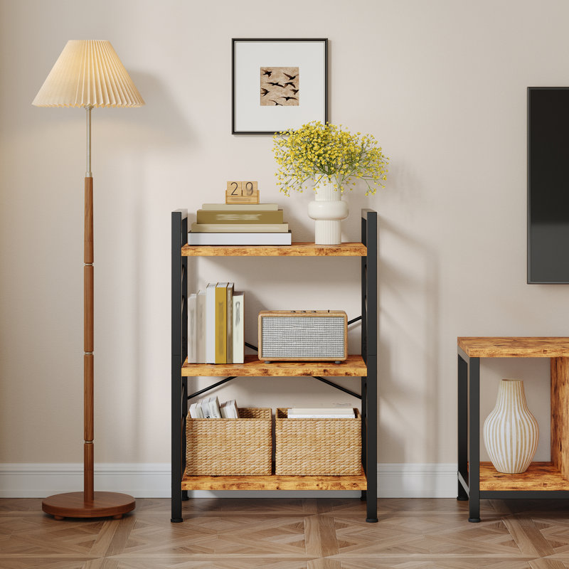 3/4/5-tier Bookshelf - Space-saving Storage Unit With Metal Frame And Wood Shelves - For Living Room, Office, And Bedroom