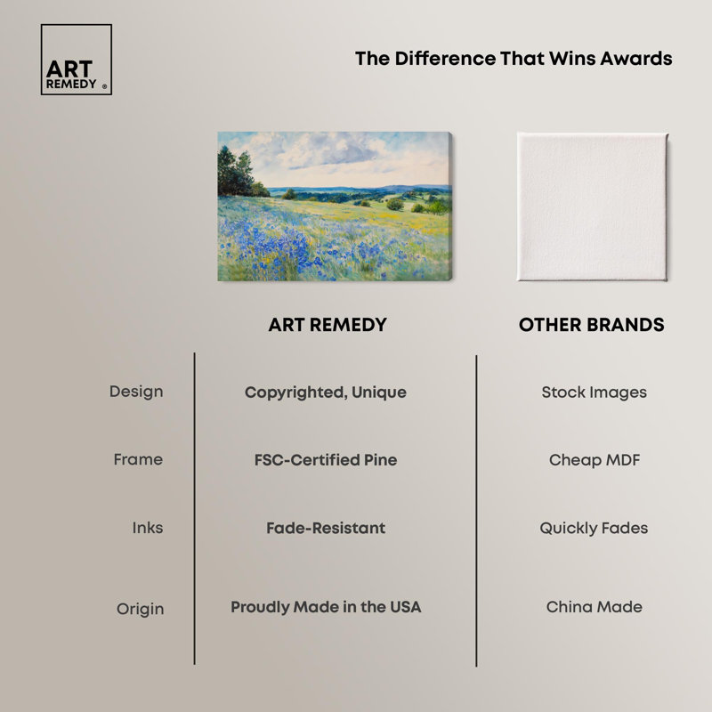 «Sky Over Blue Fields» par Art Remedy, Toile tendue, H 24 po x l 36 po