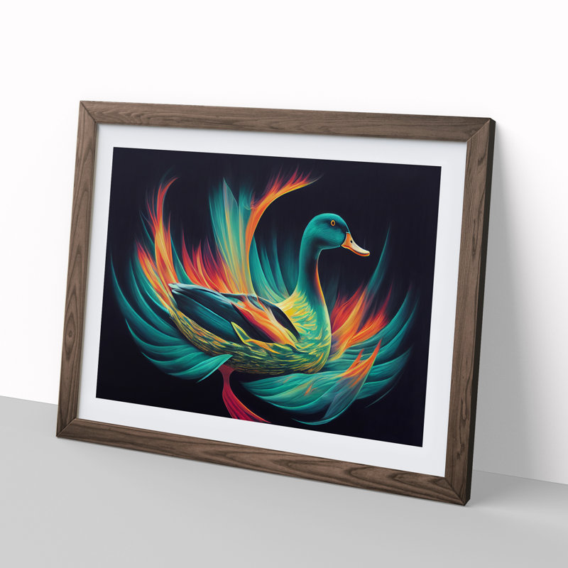 Flourishing Duck - Single Picture Frame Print, 46cm H x 64cm W x 2cm D, Walnut