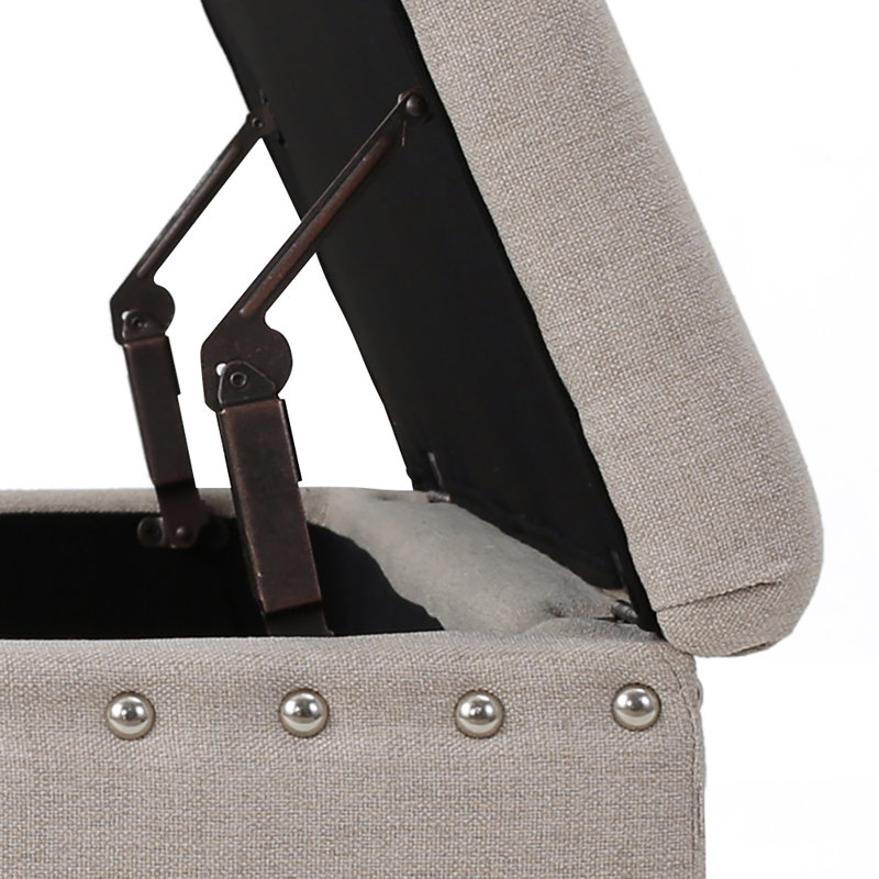 Elegant Polyester Fabric Upholstered Storage Bench Entryway Bench Bedroom End of Bed Bench, Wheat