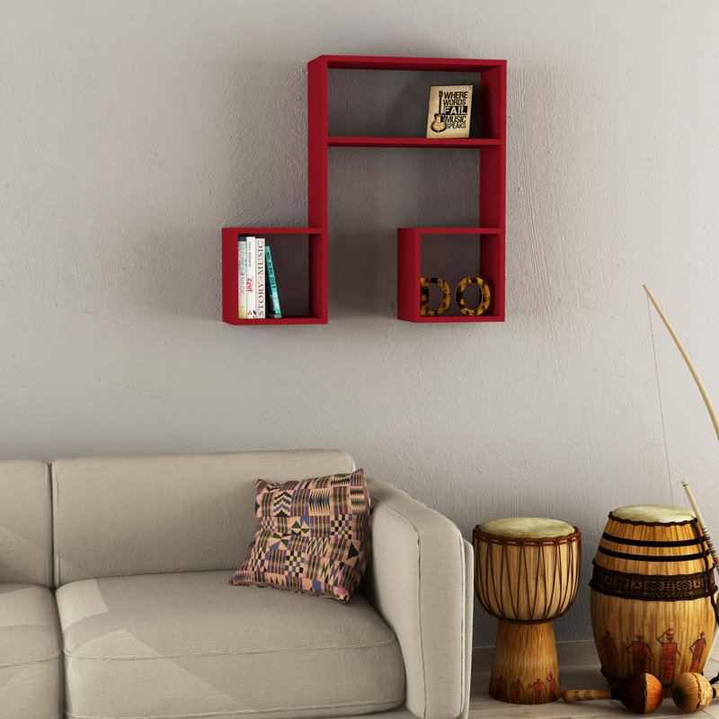 Musgrave 5 Piece Accent Shelf with Adjustable Shelves, Burgundy