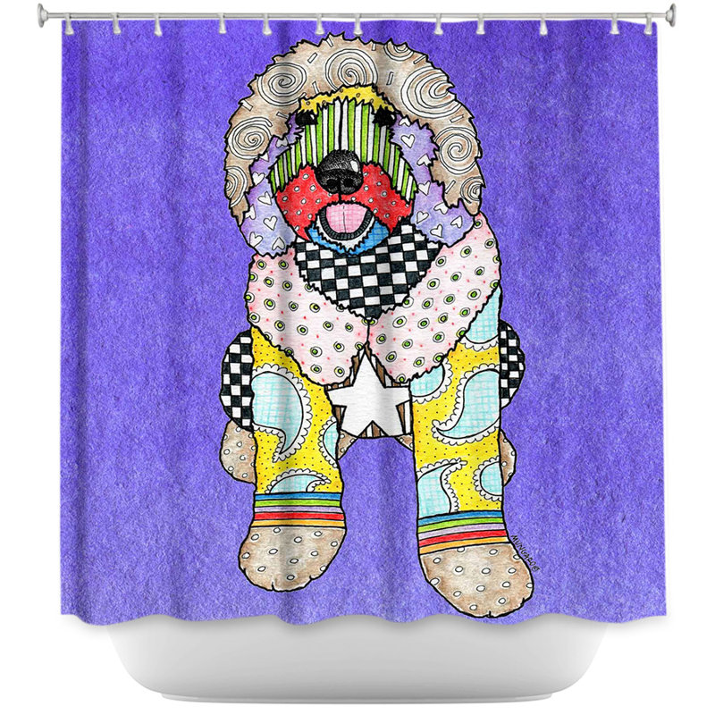 Rideau de douche simple labradoodle dog, Rouge / Mauve