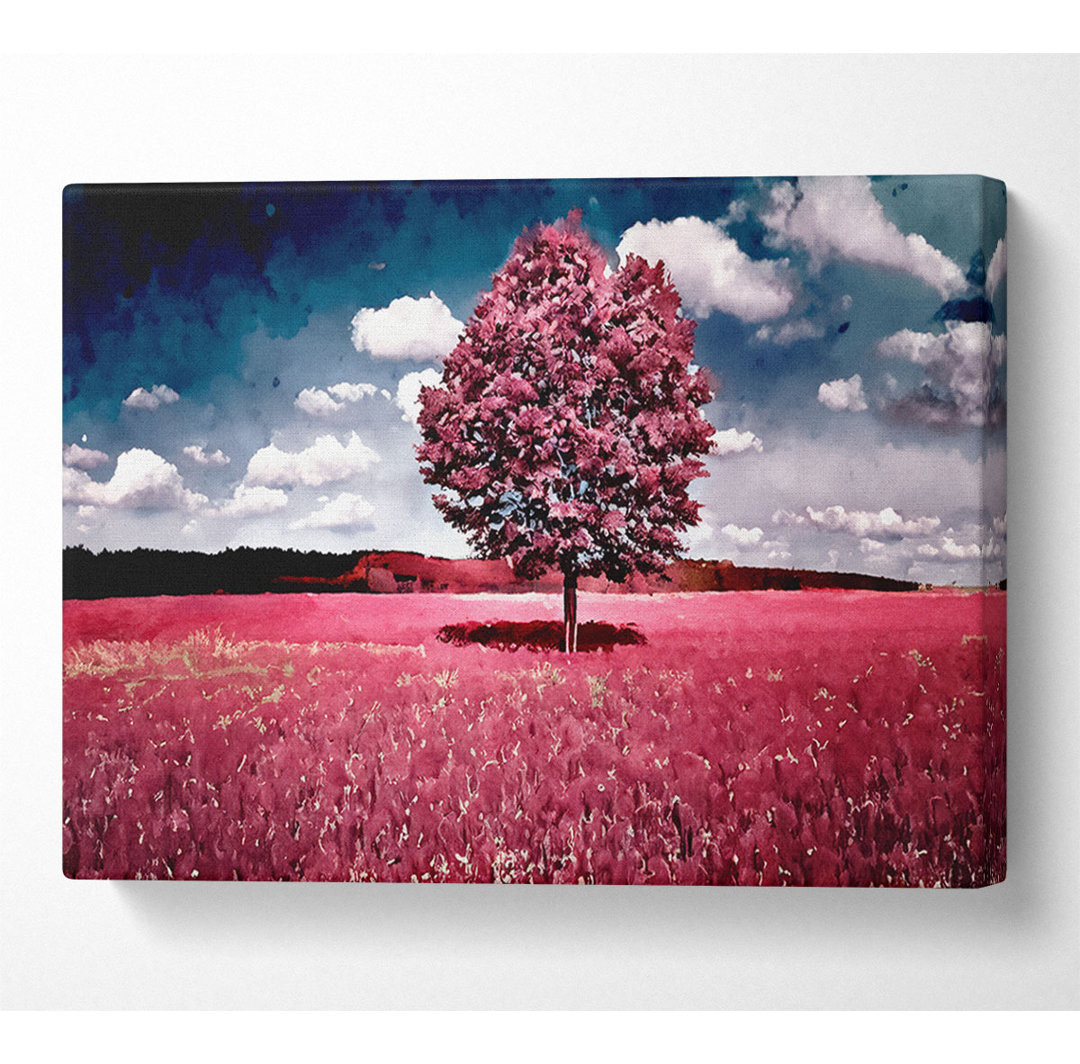 Pink Field - Kunstdrucke auf Leinwand - Wrapped Canvas