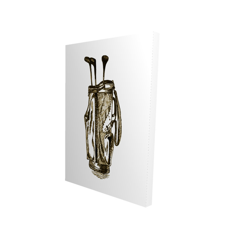 Illustrative Brown Canvas: Golf Bag Art - Home Decor