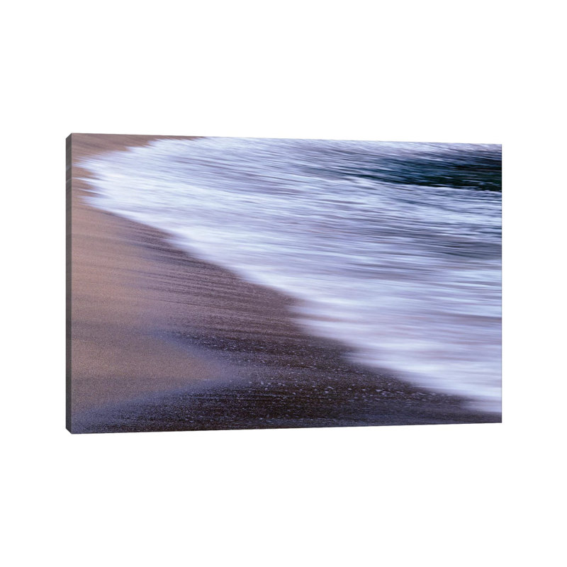USA, Oregon, Shore Acres State Park. Waves And Beach Sand. by John Barger - Wrapped Canvas Print