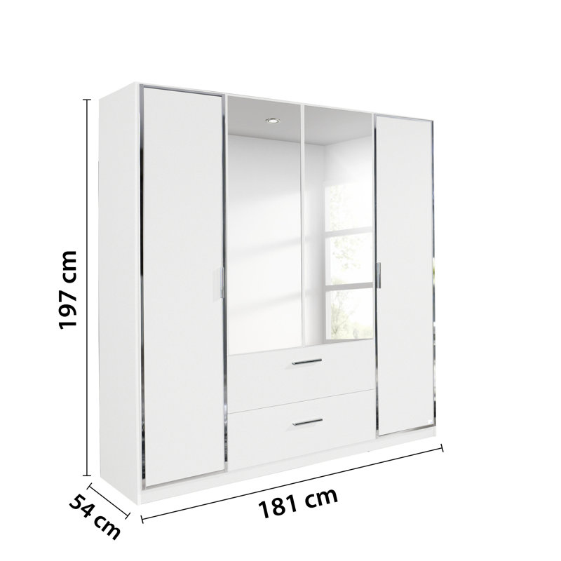 Marl 4 Door Wardrobe, White